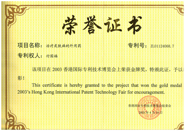 香港国际专利技术博览会金牌奖